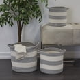thumbnail image 2 of DecMode 14", 12", 10"H Gray Cotton Handmade Striped Storage Basket with Handles, 3-Pieces, 2 of 8
