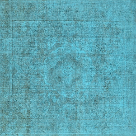 Ahgly Company Indoor Square Oriental Light Blue Industrial Area Rugs, 8' Square