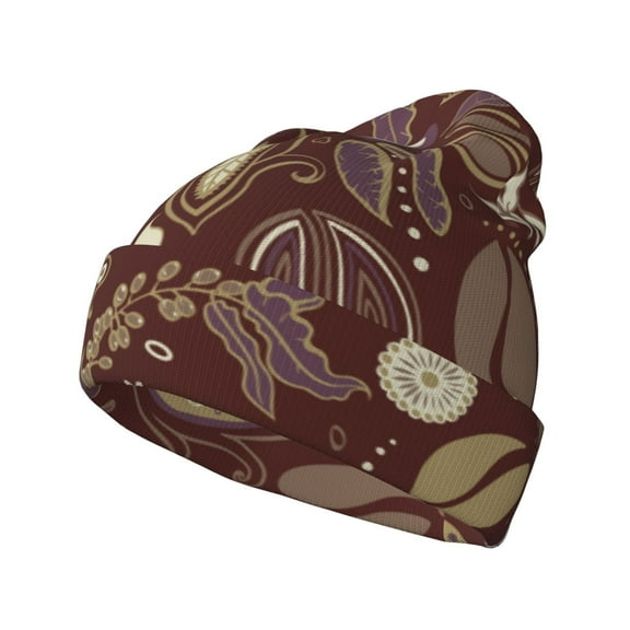 Kdxio Coffee and Flowers Winter Beanie for Men Women Beanie Knit Hat Cuffed Cap Beanie Knit Chunky Snow Cap