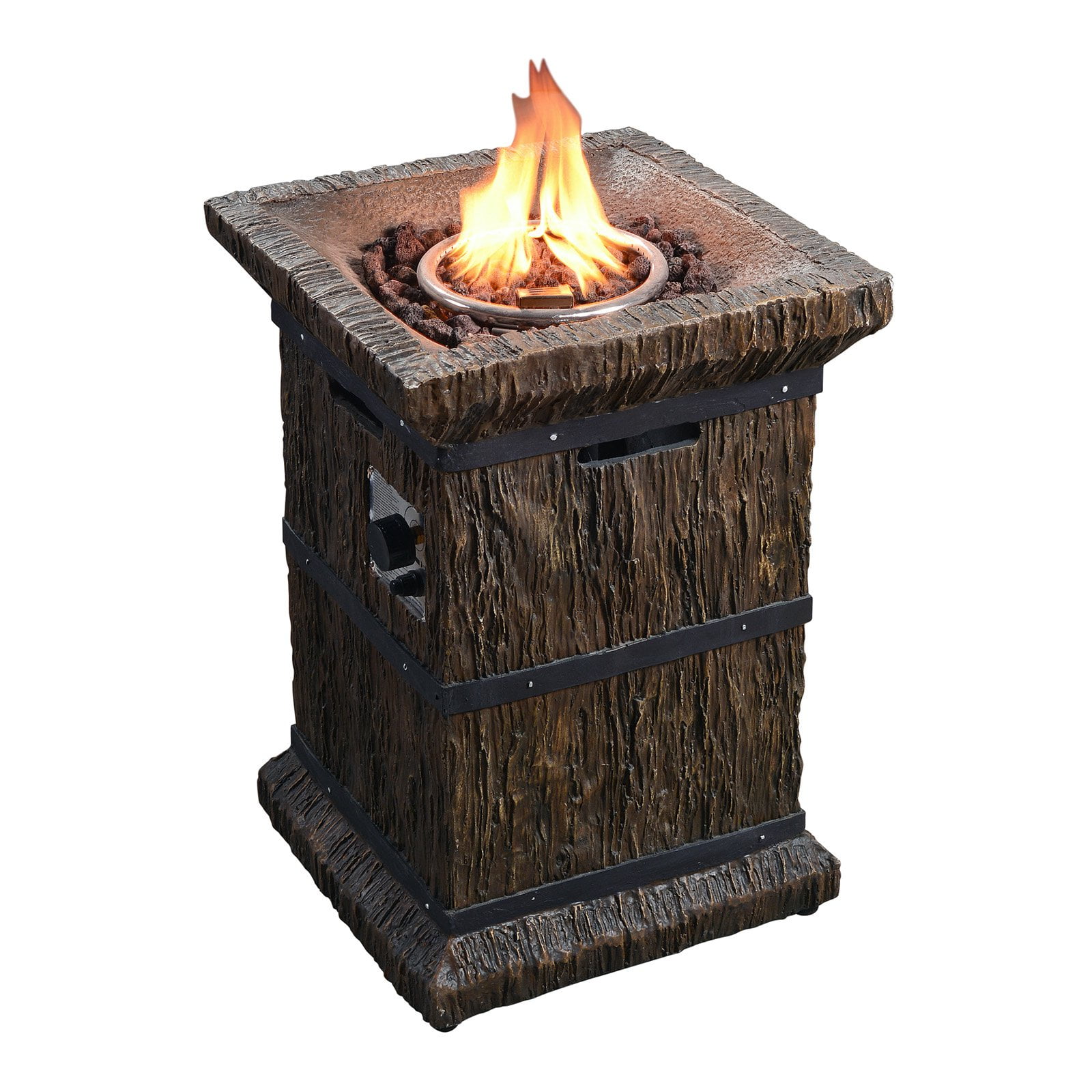 Outdoor Column Fire Pit Gas Propane Patio Heater Burner Pedestal