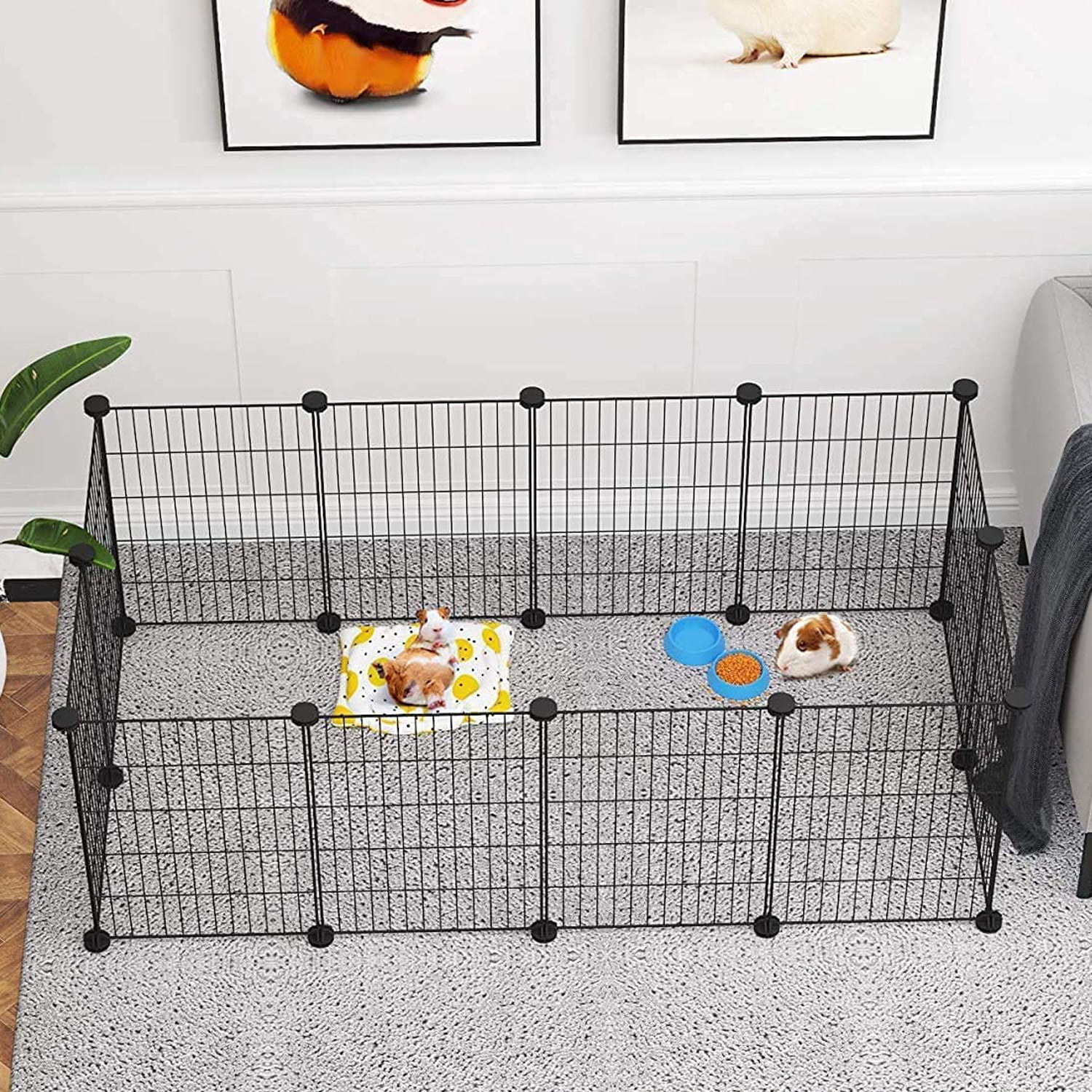 UWR-Nite Pet Playpen, Small Animals Cage DIY Wire Fence with Door for Indoor/Outdoor Use, Portable Yard Fence for Small Animal, Puppies, Kitties, Bunny, Turtle 56" x 28" x 14"