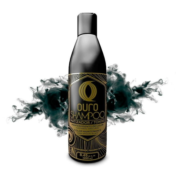 Ouro Black Shampoo – Toning Shampoo for Dark Brown to Black Hair, Neutralizes Brassiness, Revives Gray, 8.45 oz