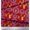 thumbnail image 2 of Soimoi Red polyester Crepe Fabric Circles & Elk Mount Face Print Fabric by the Yard 52 Inch Wide, 2 of 3