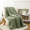 thumbnail image 5 of Battilo Sage Green Chunky Knit Throw Blanket,Thick Chenille Throw Blankets for Living Room,50"x60", 5 of 9