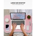 thumbnail image 4 of Foldable Laptop Table  Portable Lap Desk Bed Table Tray  Laptop Stand with Cup Holder &amp; Tablet Slot &amp; Lifting Handle for Working Writing Drawing &amp; Eating (Pink), 4 of 6