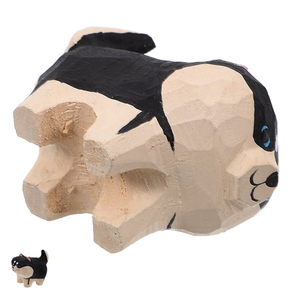 NIYANGLE Wood Dog Statue Assorted Color Small Puppy Figurine for Home Decor