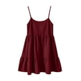 thumbnail image 7 of Summer Dresses for Women Spaghetti Strap Backless Scoop Neck Sundress Pleated Flowy Beach Vacation Mini Linen Dress S-2XL, 7 of 7