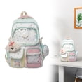 thumbnail image 2 of Cute Star Pattern Backpack, 16.92X12.2X6.69" Lace Decor Ita Bookbag, Multi Pocket Kawaii Daypack, Nylon Clear Window Rucksack, Adjustable Strap Casual Backpack, Fashion Aesthetic Backpack, 2 of 5
