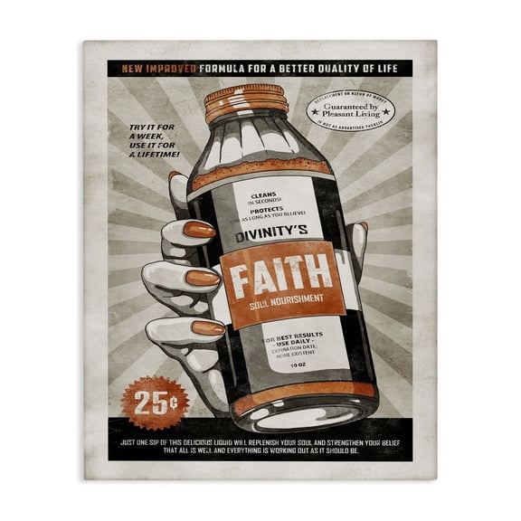 Stupell Industries Traditional Faith Formula Funny Vintage Comic Book Design Canvas Art, 16 x 20, by Estera Kecek
