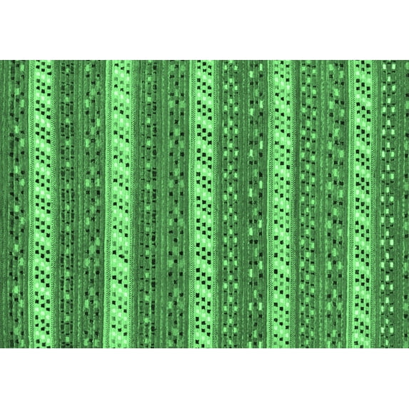 Ahgly Company Indoor Rectangle Abstract Emerald Green Modern Area Rugs, 2' x 5'