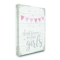 The Kids Room by Stupell Thank Heaven Girls Pink Kids Word Design Canvas Wall Art by Daphne Polselli