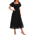 thumbnail image 1 of Vestido midi de tul ajustado PRETTYGARDEN negro talla L, 1 of 7