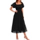 thumbnail image 1 of Vestido PRETTYGARDEN Midi de Tul con Fruncido Negro Talle M, 1 of 7