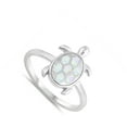 thumbnail image 4 of CHOOSE YOUR COLOR White Simulated Opal Turtle Flower Sea Ring .925 Sterling Silver Band CZ Female Size 6, 4 of 4