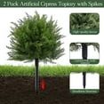 thumbnail image 2 of 24" Artificial Cedar Topiary  Trees with Ground Spike,  Resistant Fake Bushes Set of 2 for Outdoor Indoor Garden Decor, 2 of 7