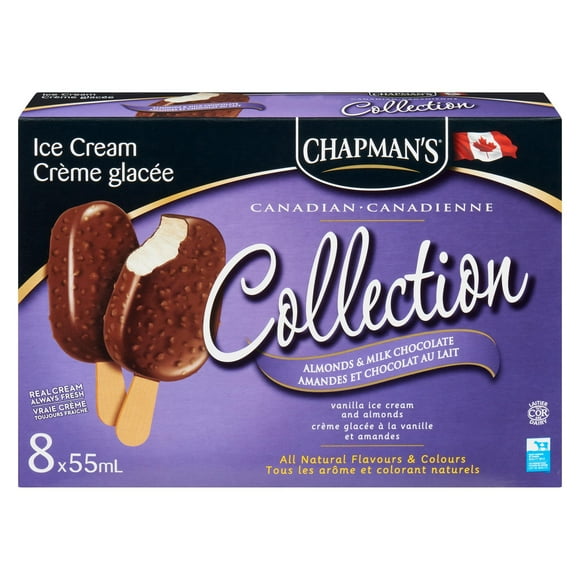 Chapman's Canadian Collection Almonds & Milk Chocolate Ice Cream Bar, 8 x 55mL
