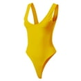 thumbnail image 2 of A2Y Women's Regular Fit Double Scoop Neck Solid Plain Bodysuit Mustard S, 2 of 3