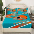thumbnail image 3 of Erosebridal American Football Queen Sheet Sets, Soccer Sports Bedding Queen Size, Blue Orange, Miami, 4 Pieces (Top Sheet, Fitted Sheet, Pillowcase), 3 of 6