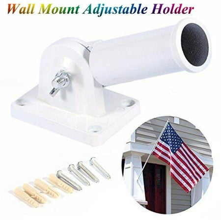 - Flag Pole Holder,Ymiko Wall Mount Adjustable Holder Bracket White Metal Flag Pole Windsock Base with Screws, Windsock base, Flag Bracket