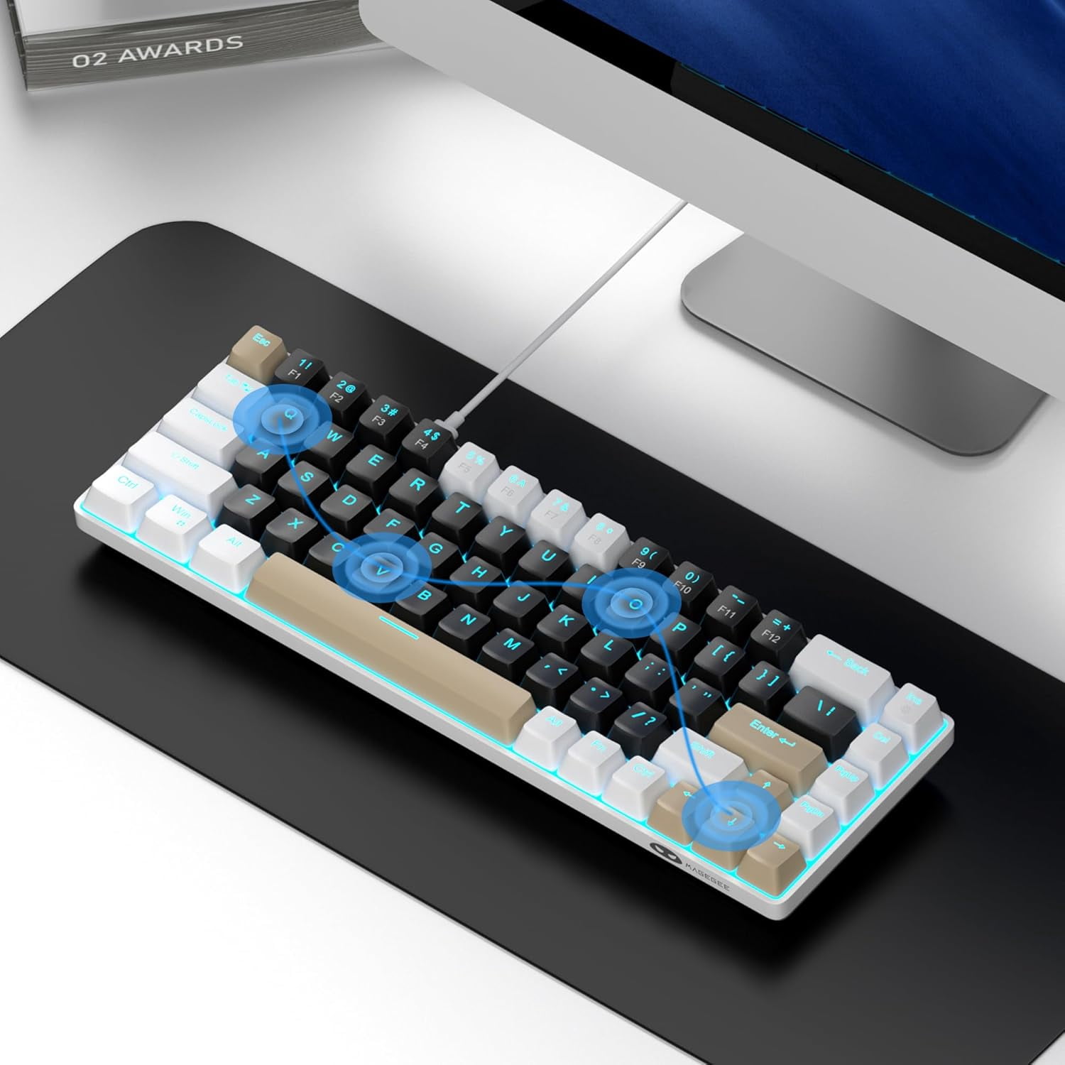 MageGee Portable 60% Mechanical Gaming Keyboard, MK-Box LED Backlit Compact 68 Keys Mini Wired Office Keyboard with Red Switch for Windows Laptop PC Mac - Black/Grey