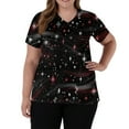 thumbnail image 5 of Dwellite Christmas Scrub Tops Women Xmas Tree Printed V Neck Short Sleeve Plus Size Scrubs Medical Uniform Shirts with Pockets Navy S, 5 of 5