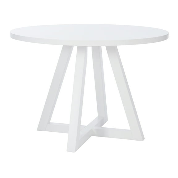 Dining Tables Linon Nico Round Wood Angled Legs Dining Table, Pure White