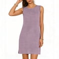 thumbnail image 3 of TaTaai Sleeveless Side Slit Dress Women's Solid Color Round Neck Slip Dress Casual Pullover Lightweight Stretchy Polyester Blend Gift, 3 of 6
