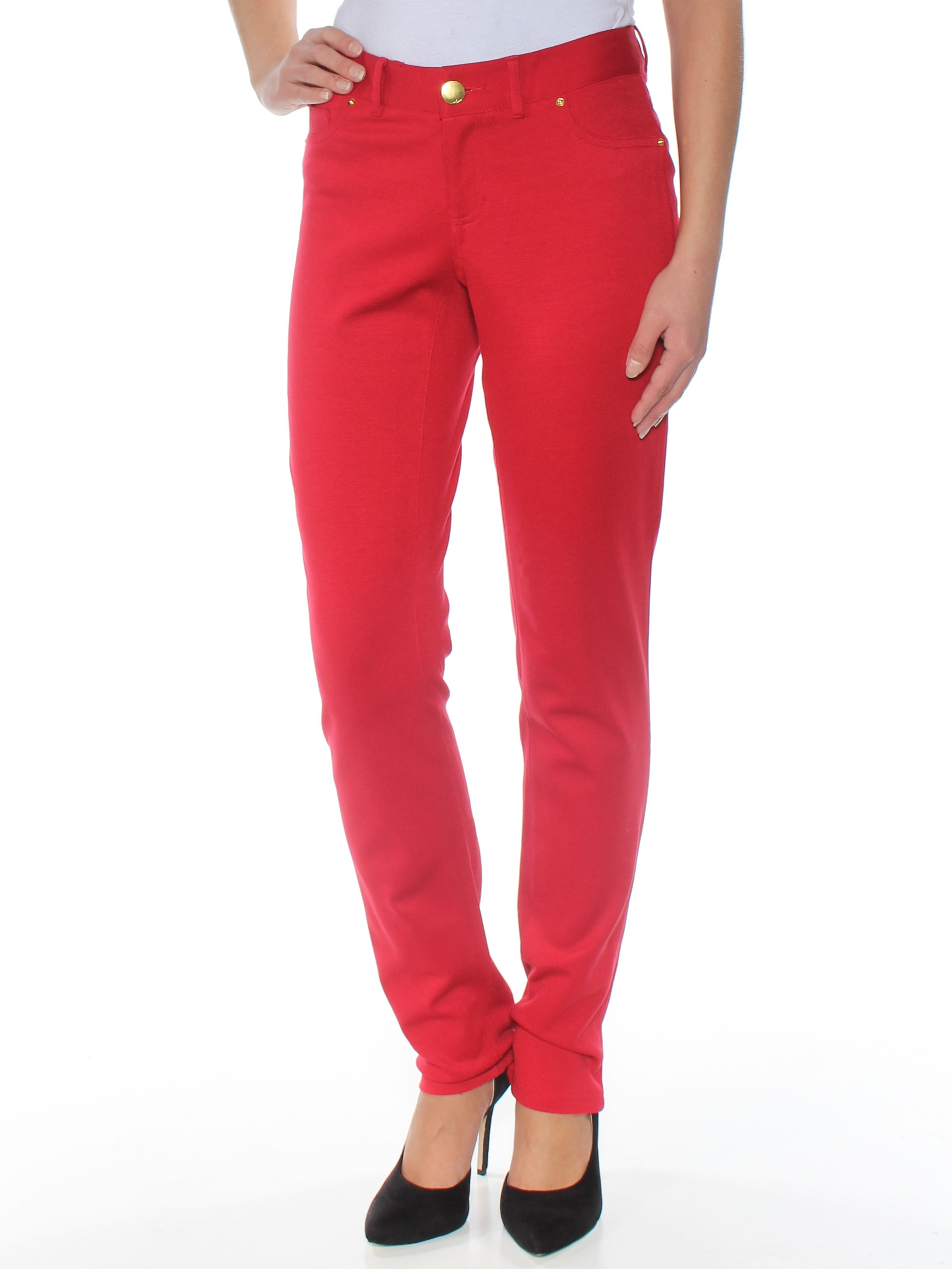 red skinny pants womens