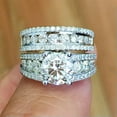 thumbnail image 3 of 2pcs/set Elegant 925 Silver Ring Cubic Zircon Engagement Jewelry Sz 6-10, 3 of 9