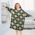 thumbnail image 5 of FORMRS Wearable Blanket Hoodie with Sleeves for Kids Cozy Flannel Sweatshirt, Pink Geometric Flowers, 5 of 7