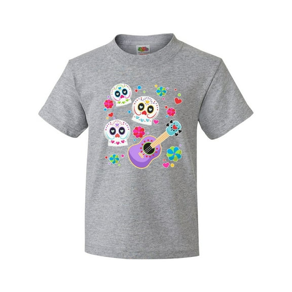 Inktastic Day of the Dead Owl Sugar Skulls and Guitar Youth T-Shirt