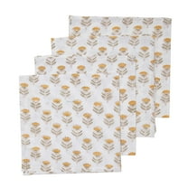 KOUBOO Unique Home Decor Dinner Napkins, Hand Block Print, Set of 4 Pieces, Yellow