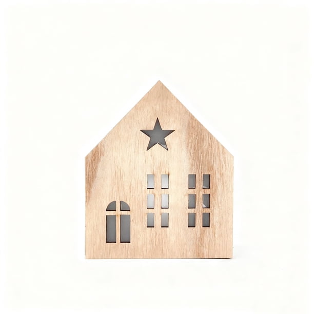 Adorno de escritorio de madera con luz LED, tallado en madera natural, con un suave resplandor, para decorar el escritorio del salón, ideal como regalo de inauguración de casa o de cumpleaños