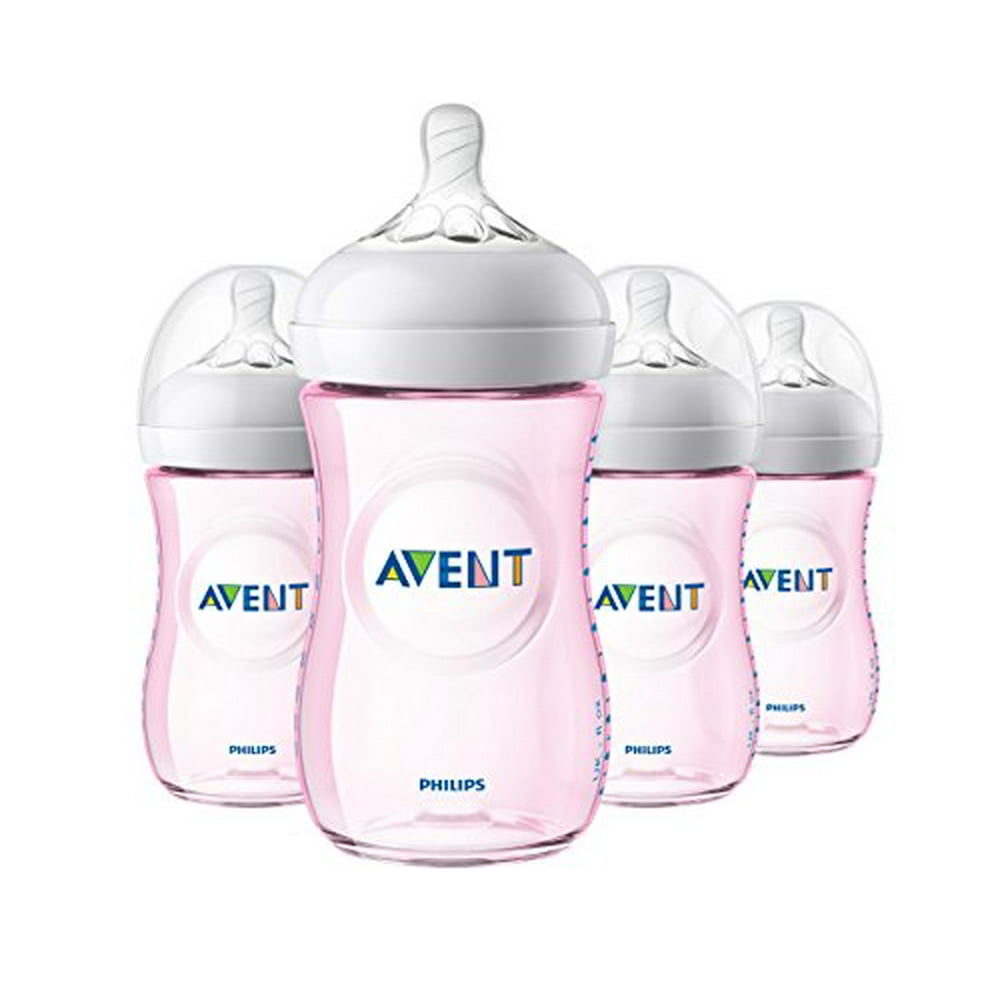 Philips Avent Natural Baby Bottle, Pink, 9oz, 4pk, SCF013/48 Walmart