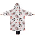 thumbnail image 2 of Oversized Wearable Blanket Hoodie,Pink Cow Strawberry Jar Pattern Sherpa Blanket Hoodie with Super Pockets,Super Warm Fuzzy Pullover for Women & Men, 2 of 6