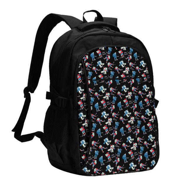 Balery Play Hockey Mochila con carga USB para hombre y mujer - Mochila impermeable y antirrobo para laptop con puerto USB para viajes, trabajo