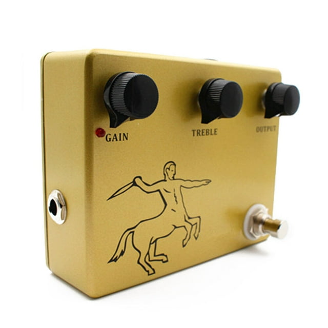 Graflsoa Vintage Gold Overdrive Guitar Pedal - Handmade, Low Noise, FET-Based Op-Amps, Compact Metal Design, Treble/Output/Gain Controls, Ideal for Guitar & Bass Tuning