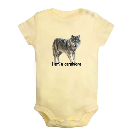 

I Am a Carnivore Funny Rompers For Babies Animal Gray Wolf Pattern Baby Jumpsuit Newborn Baby Unisex Bodysuits Infant Jumpsuits Toddler 0-24 Months Kids One-Piece Oufits