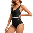thumbnail image 2 of UTSJKR One Piece Swimsuit Women Summer Sexy V Neck Adjustable Straps Slimming Bathing Suits Beach Tummy Control Swimwear Black S, 2 of 5