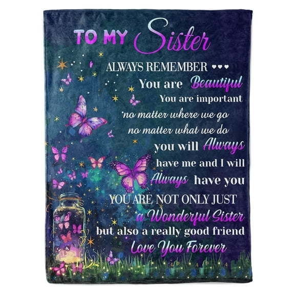 Funnil Sister Throw Blanket 50"x60" Birthday Gifts for Sister from Sister Brother, Unique Graduation Gifts Ideas for Women Purple
