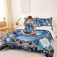 thumbnail image 3 of Feelyou Galaxy Blue Fish Animal Bedding Comforter Set for Kids Boys, Western Boho Flower Floral Queen Bedding Sets, Polkadot Reversible, 7pcs, 3 of 7