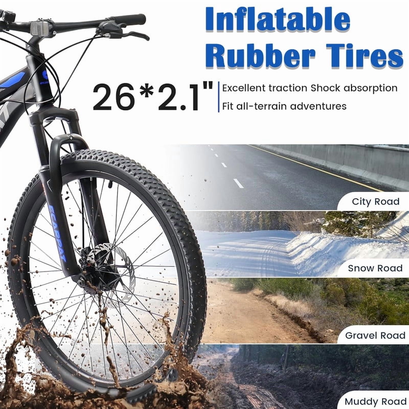 Mountain Bike 24 Inch Wheels, 21 Speed Dual Full Suspension Mountain Bicycle, High Carbon Steel Frame, Mens Womens Mountain Bikes, Birthday Gift Choice(Black)