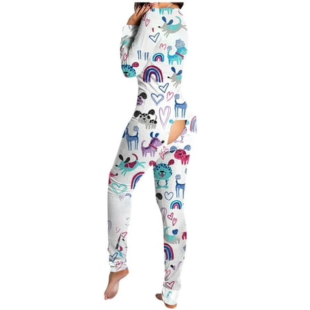 

Womens Pajamas Button-Down Front Functional Buttoned Flap Adults Lounge Sets For Women