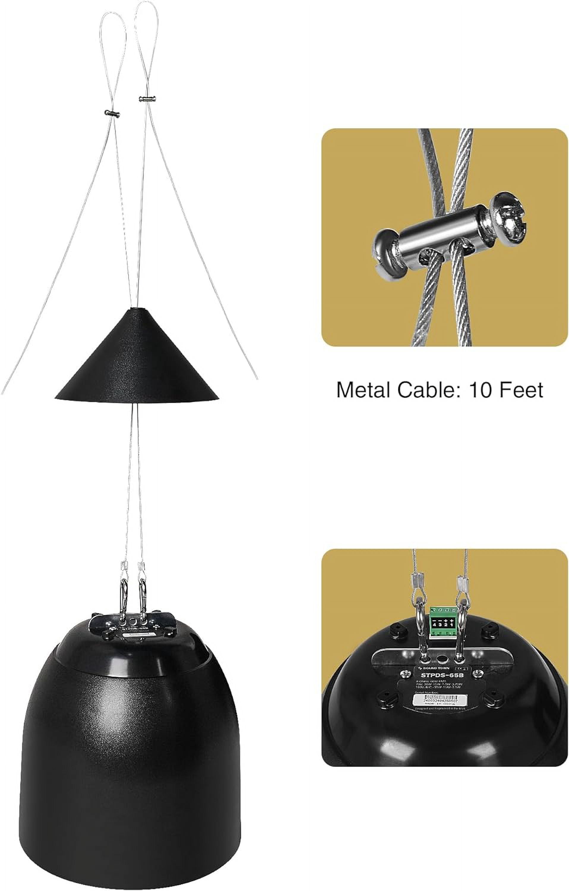 Sound Town Commercial Restaurant Bluetooth Amplifier + Pendant Speaker Set, with One 6-Zone 70V/100V Amplifier with Bluetooth, 12 x Weather-Resistant 6.5-Inch Pendant Speakers, Black (STCA360X12PD6B)
