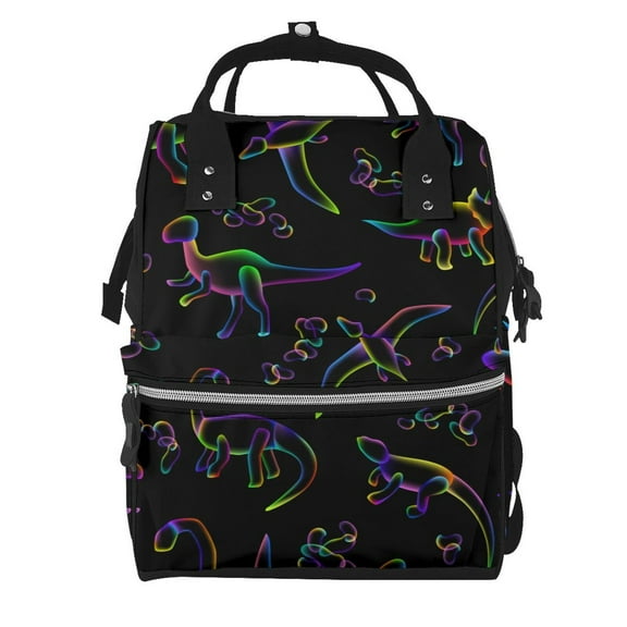 Fuzoiu Dinosaur Print Diaper Bag Backpack,Baby Essentials Travel Tote,Multi function Waterproof Diaper Bag, Travel Essentials Baby Bag - Unisex