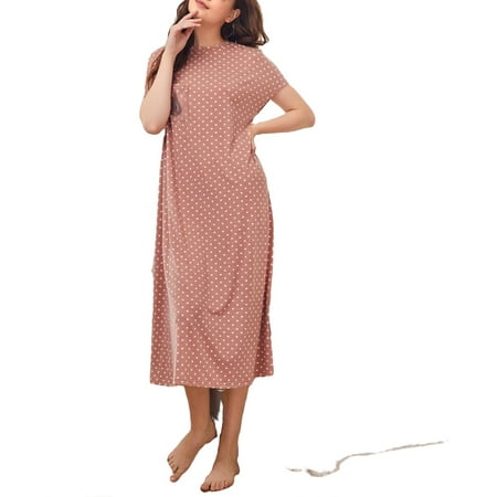 

Cute Polka Dot Round Neck Sleepshirts Sleeveless Dusty Pink Womens Nightgowns & Sleepshirts (Women s)