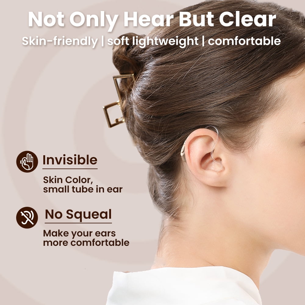 Jinghao Personal Sound Amplifier BTE Product  for Ears for Seniors Adults with Rechargeable Charging Dock Beige
