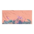 thumbnail image 1 of Floral Gym Towel, Graphic of Tropical Botanical Monstera Leaves and Hibiscus Flowers, One-Sided Quick Dry Microfiber for Beach Fitness & Swimming, 60" x 30", Salmon Multicolor, by Ambesonne, 1 of 2