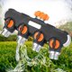 thumbnail image 1 of Divisor de manguera de jardín de 4 vías con 4 válvulas, conector de colector de agua de manguera resistente de 3/4 de pulgada para adaptador de grifo exterior, 1 of 7