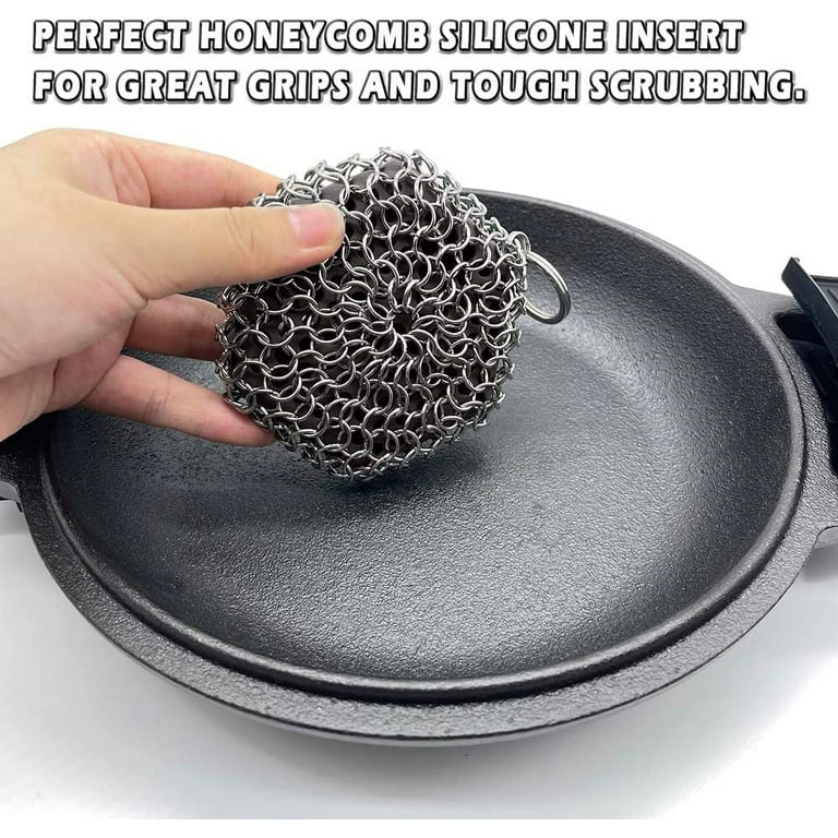 Cast Iron Skillet Cleaner Scrubber, Chainmail Scrubber, 316